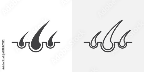 Hair icons. flat and line style set