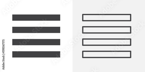 Hamburger menu icons. flat and line style set