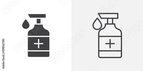 Hand sanitizer icons. flat and line style set