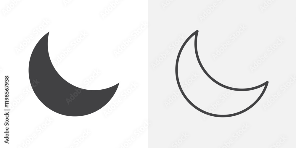 Moon icons. flat and line style set Moon icons. flat and line style set