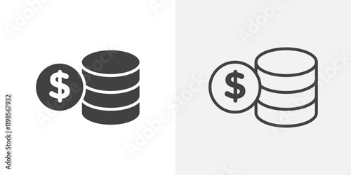 Money icons. flat and line style set
