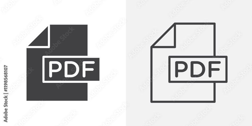 PDF file icons. flat and line style set PDF file icons. flat and line style set