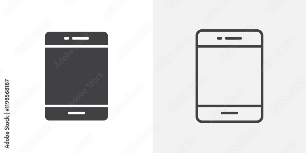 Phone icons. flat and line style set