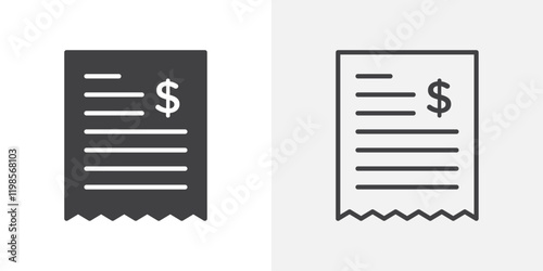 Payment receipt icons. flat and line style set