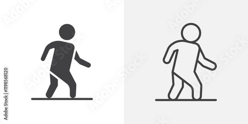 Pedestrian icons. flat and line style set