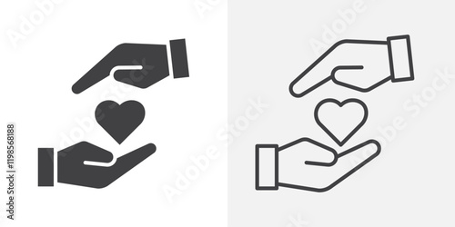 Philanthropy icons. flat and line style set
