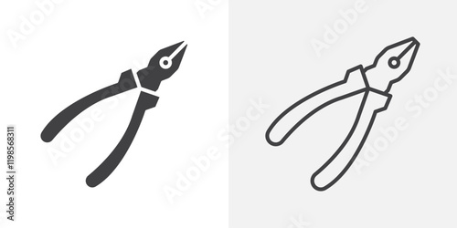 Pliers icons. flat and line style set