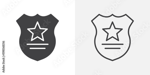Police badge icons. flat and line style set