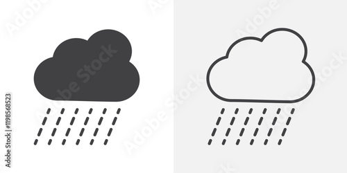 Rain icons. flat and line style set