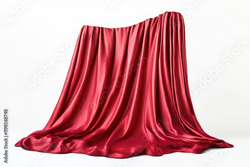 Wallpaper Mural Elegant red stage curtains drawn back on both sides with gathered folds and a slight sheen Torontodigital.ca