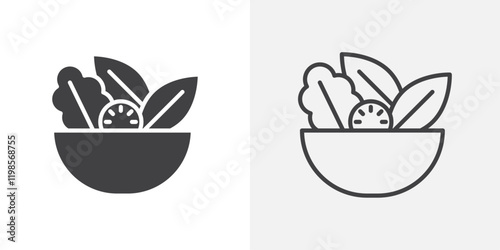 Salad icons. flat and line style set