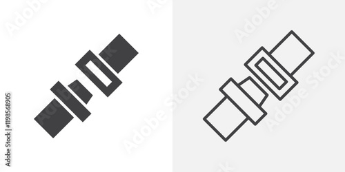 Seatbelt icons. flat and line style set