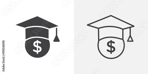 Scholarship icons. flat and line style set