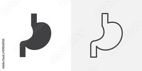 Stomach icons. flat and line style set
