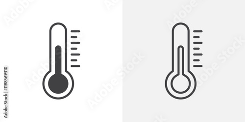Thermometer icons. flat and line style set