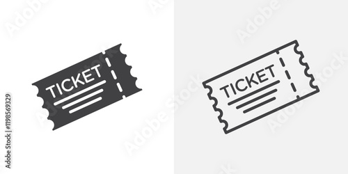 Ticket stub icons. flat and line style set