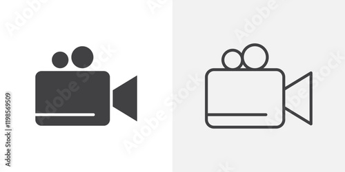 Video icons. flat and line style set