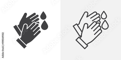 Wash hands icons. flat and line style set