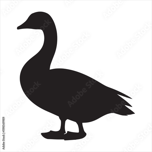 Goose Silhouette Vector illustration, Goose Bird Clipart Design
