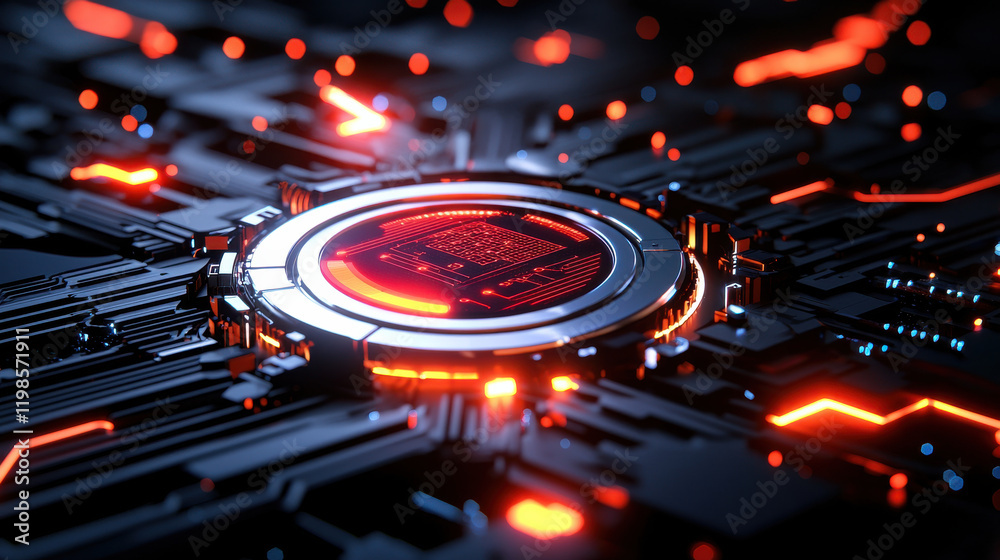 Futuristic engineering software interface with glowing circuit patterns, showcasing advanced technology and intricate designs. vibrant colors create dynamic visual experience Futuristic engineering software interface with glowing circuit patterns, showcasing advanced technology and intricate designs. vibrant colors create dynamic visual experience