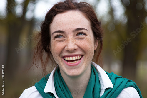 a laughing face with dimples and bright eyes