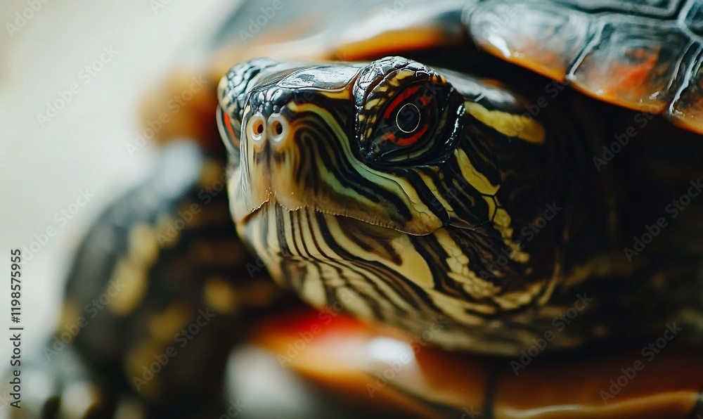 Close-up turtle portrait, reptile head, shell detail, nature background, pet Close-up turtle portrait, reptile head, shell detail, nature background, pet