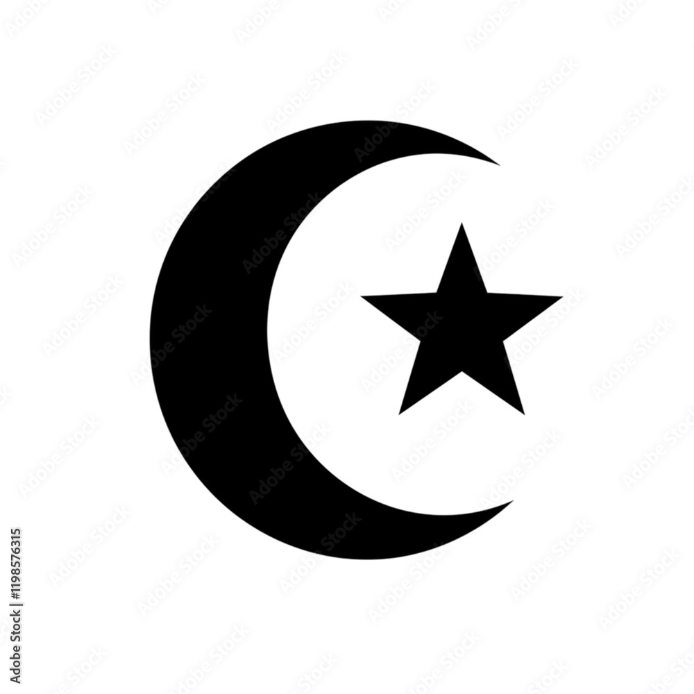 Crescent Moon Star Icon Simple Minimalist Design Elegant Symbol Islamic Religious Faith Spirituality Hope Art Crescent Moon Star Icon Simple Minimalist Design Elegant Symbol Islamic Religious Faith Spirituality Hope Art