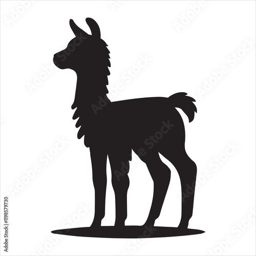 Llama silhouette Vector illustration, Lama glama clipart Design