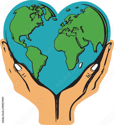 Earth shaped like a heart, representing love and care for the planet 