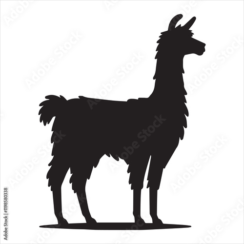 Llama silhouette Vector illustration, Lama glama clipart Design