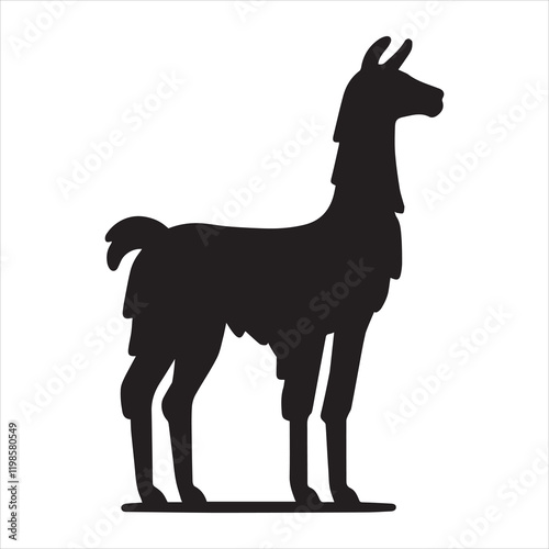Llama silhouette Vector illustration, Lama glama clipart Design