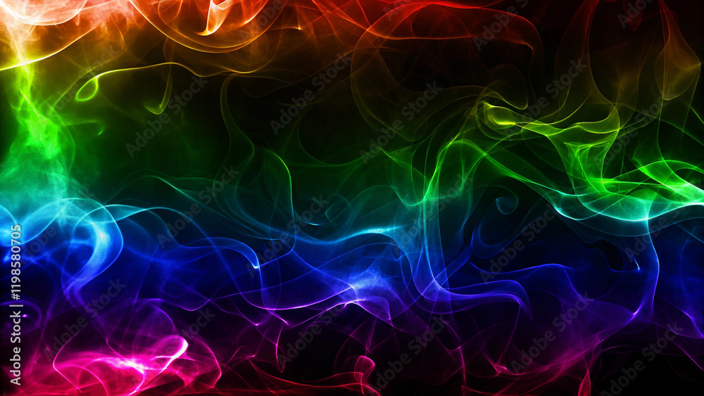 幻想的な虹色の炎 エフェクト背景	