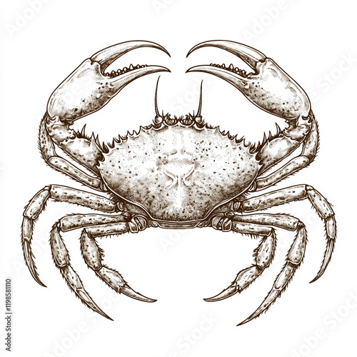 Vintage style detailed seafood illustration, hand-drawn etching style, antique engraving style.