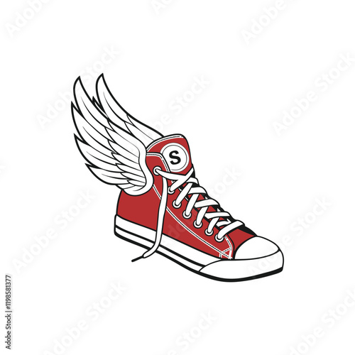 Sneakers shoe with american eagle with wings vector illustration