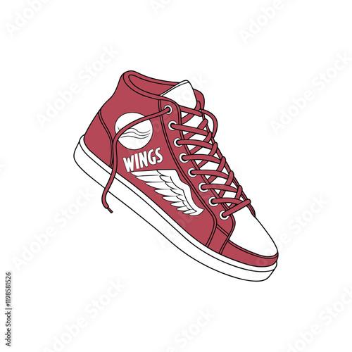 Sneakers shoe with american eagle with wings vector illustration