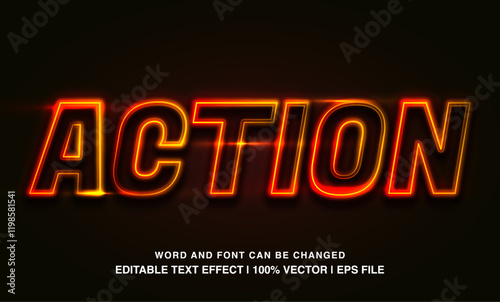 text effect action neon red typeface