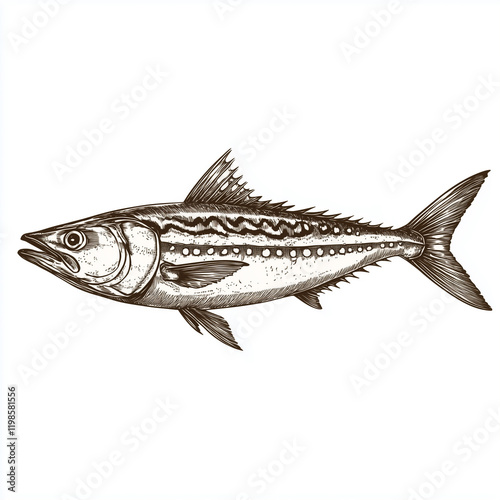 Vintage style detailed seafood illustration, hand-drawn etching style, antique engraving style.