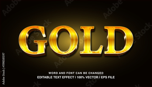 Text effect bold gold glossy