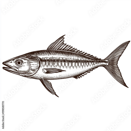 Vintage style detailed seafood illustration, hand-drawn etching style, antique engraving style.