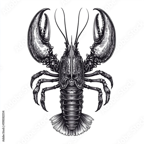 Vintage style detailed seafood illustration, hand-drawn etching style, antique engraving style.