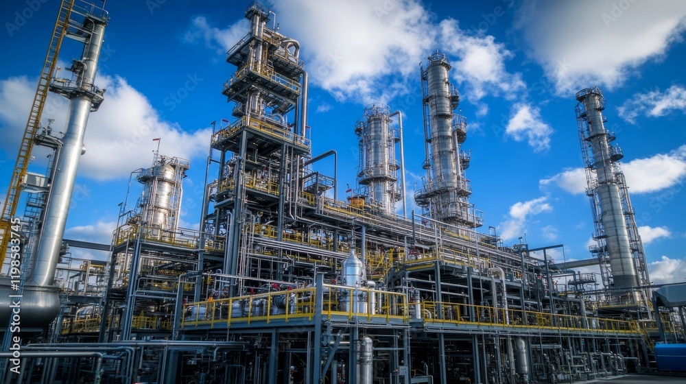 Green refinery plant symbolizing low-carbon emissions and sustainable energy. Green refinery plant symbolizing low-carbon emissions and sustainable energy.