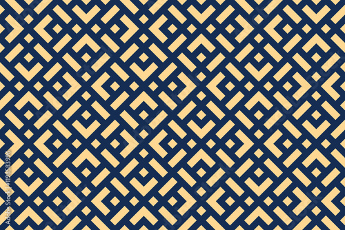 Abstract geometric pattern. A seamless vector background. Golden and dark blue ornament. Graphic modern pattern. Simple lattice graphic design