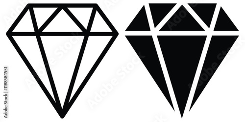 Diamond Icon set. Precious Gem, Jewel, Wealth, and Luxury Vector Symbols. Diamond icon flat vector illustration. 