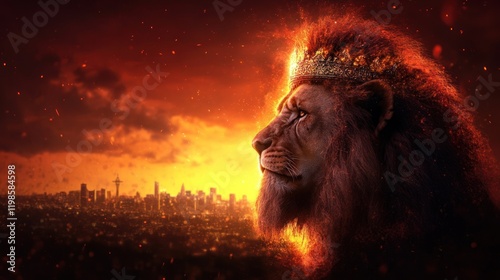 Strength and Power of the Lion of Judah: Christian Conceptual Illustration AI Generated Image