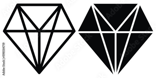 Diamond Icon set. Diamond gems vector icon. Diamond icon flat vector illustration. 