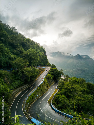 roads in the mountains bends photo