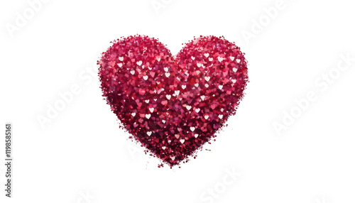 Heart-shaped confetti drifting in the breeze, with fireworks bursting in the shape of hearts, creating a festive and romantic celebration of love, on a white transparent background PNG