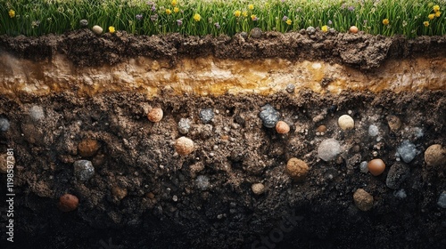 Wallpaper Mural rendering of forensic soil analysis, showing layers of earth and their chemical composition Torontodigital.ca