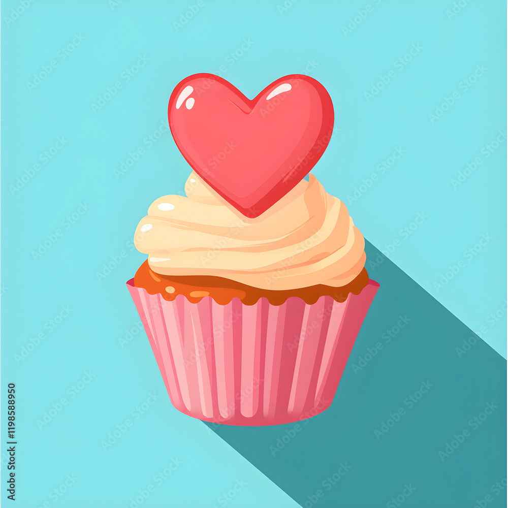 A cupcake with a fondant heart topper A cupcake with a fondant heart topper
