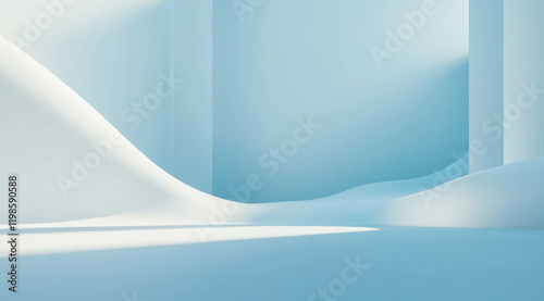 High-Quality Light Blue Background with Soft White Gradient and Curved White Shapes  Smooth, Simple Composition in Ultra High Definition